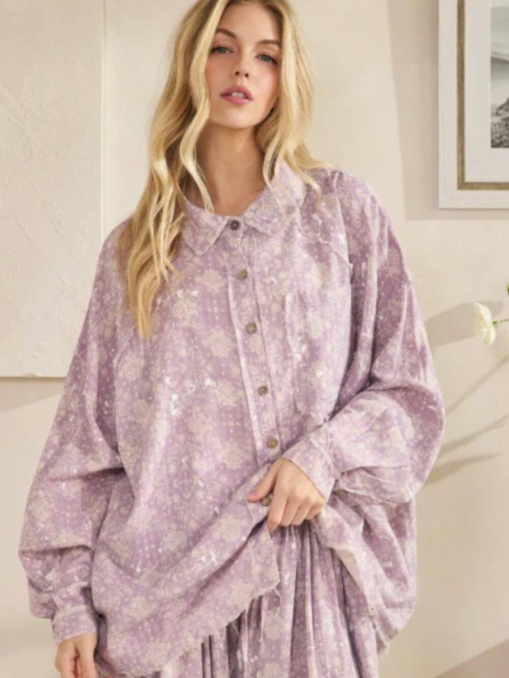OLI & HALI BLEACH OUT PAISLEY OVERSIZED SHIRT